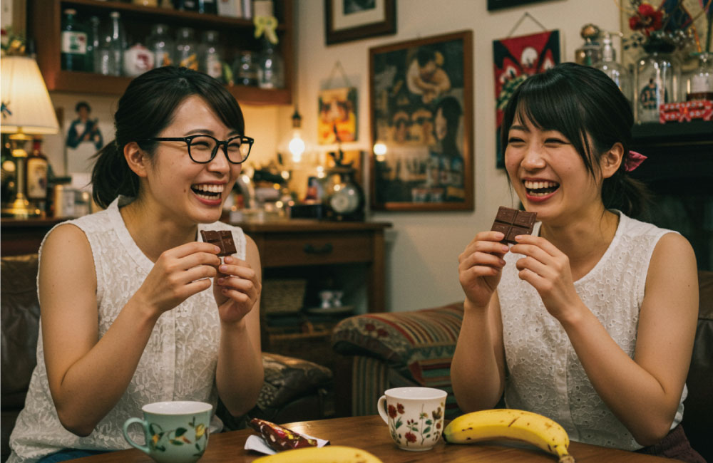 レインフォレスト認証のコーヒーと紅茶とバナナとチョコレート